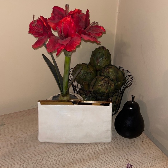 Vintage White Alligator Leather 1950’s Clutch Handbag Purse Formal - Picture 1 of 16